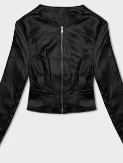 Krátka čierna bunda z ekologickej kože J Style (11Z8110)