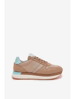 Zamszowe Sneakersy Damskie Big Star RR274A048 HI-POLY SYSTEM Ciemnobeżowe