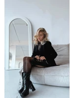 Lakierowane Botki Damskie Na Platformie I Słupkowym Obcasie Czarne Calvessa