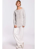 Sveter s výstrihom Bateau M511 sivý - Moe