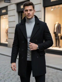 Pánsky čierny kabát FashionStreet CX0434