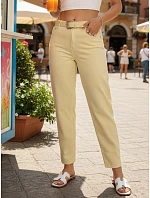 Dámske džínsy s vysokým pásom mom fit svetložltá FashionStreet UY2978
