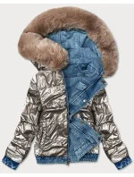 Svetlo modro-béžová obojstranná džínsová bunda pre prechodné obdobie (B9730-50012)