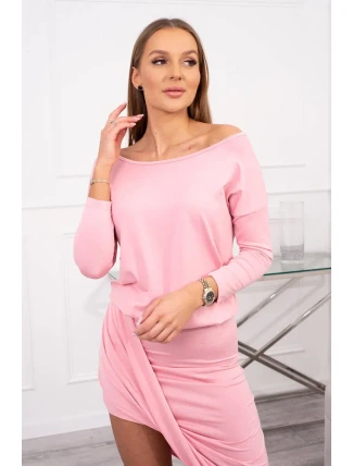 Asymetrické šaty, 3/4 rukávy, púdrovo ružové