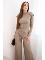 Dámsky bavlnený komplet s blúzkou a širokými nohavicami fango