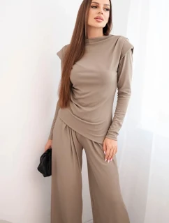 Dámsky bavlnený komplet s blúzkou a širokými nohavicami fango