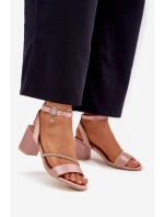 Sandały Damskie Na Słupku Z Cyrkoniami Vinceza 20268 Beżowe