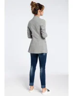 B030 Pletená bunda bez goliera - sivá