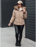 Dámska zimná bunda LESISI prešívaná s kapucňou béžová FashionStreet TY4715