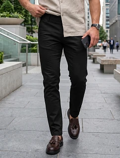 Pánske nohavice chinos black FashionStreet UX4495