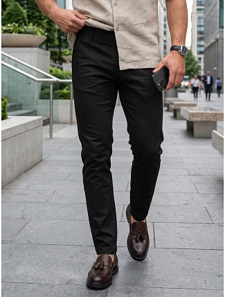 Pánske nohavice chinos black FashionStreet UX4495
