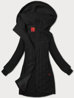 Dlhá mikina s kapucňou a stojacím golierom LHD čierna (AMG-178)