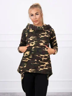 Mikina moro s dlhým chrbtom khaki+hnedá