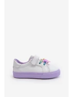 Dziecięce Sneakersy Trampki Z Przypinką Biało-Fioletowe Pennyn