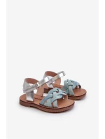 Sandałki Dziecięce Zapinane Na Rzep Z Przeplatającymi Się Paseczkami Niebieskie Dianttha
