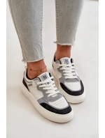 Damskie Niskie Sneakersy Z Eko Skóry Big Star OO274028 Biało-Szare