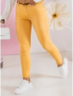 CLARET dámske džínsové nohavice s opaskom žlté FashionStreet UY2454