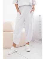 Súprava bavlnená blúzka + nohavice biela