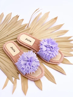 Zamszowe Damskie Klapki Z Ozdobą Fioletowe Giorgia