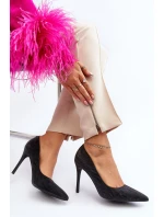 Szpilki Zdobione Brokatem Czarne Klonisa