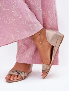 Skórzane Sandały Maciejka 01971-71 Złote