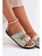 Klapki Damskie Z Klamrami Miętowe Oliena