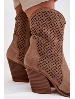 Dámské otevřené kotníkové boty na podpatku Béžové Rivorina