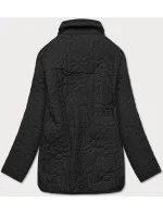 Tenká čierna dámska bunda s ozdobným prešívaním (JIN226)