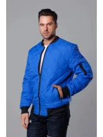 Modrá prešívaná pánska bunda typu "bomber" (MY01-7)