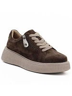 Dámske kožené poltopánky zo semišu na platforme, hnedé, Jezzi 26PB18-566