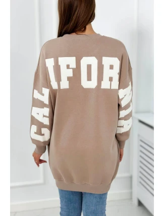 Izolovaná mikina s nápisom California tmavo béžová Izolovaná mikina s nápisom California tmavo béžová