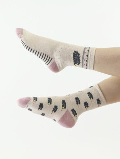 Hravé ponožky 906 béžové s ježkami