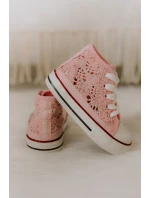 Dziecięce Wysokie Trampki Różowe Mona