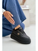 Sneakersy Buty Sportowe Damskie Ocieplane Na Masywnej Podeszwie Czarne Verissha