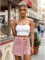 Dámska džínsová sukňa-šortky ružová FashionStreet SY0496