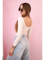 Dámska blúzka s dlhými rukávmi a hlbokým výstrihom béžová Dámska blúzka s dlhými rukávmi a hlbokým výstrihom béžová