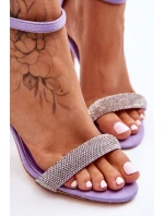 Zamszowe Sandały Na Szpilce Z Dżetami Fioletowe Moments