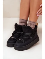Dámske snežnice na platforme s kožušinou (jahňacie) Big Star - čierne