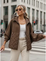 Dámska prechodná oversize bunda s kapucňou hnedá FashionStreet TY5593 Dámska prechodná oversize bunda s kapucňou hnedá FashionStreet TY5593