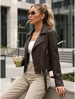 Dámska kožená bunda so zipsom ramones hnedá FashionStreet TY5647 Dámska kožená bunda so zipsom ramones hnedá FashionStreet TY5647