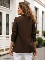 Dámske klasické sako s volánovými rukávmi čokoládové FashionStreet PY0138 Dámske klasické sako s volánovými rukávmi čokoládové FashionStreet PY0138