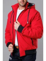 Červená pánska športová bunda s kapucňou (5M3111-270)