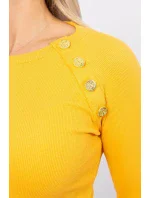 Šaty s ozdobnými gombíkmi horčicovej farby