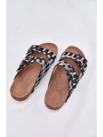 Klapki Damskie Z Klamrami I Brokatem S.Barski RB51-006 Czarne