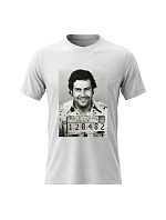 Pánske bavlnené tričko s potlačou - PABLO ESCOBAR - biele Pánske bavlnené tričko s potlačou - PABLO ESCOBAR - biele