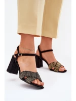 Sandały Damskie Na Słupku Czarne Almera