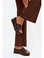 Dámske papuče na platforme 78-200 Tmavo hnedé - Stephan Paris Dámske papuče na platforme 78-200 Tmavo hnedé - Stephan Paris