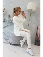 Súprava s oversize blúzkou v ecru farbe