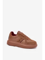 Skórzane Damskie Sneakersy Na Platformie Daniel Lopez Just Dare SS2D4005 Brązowe