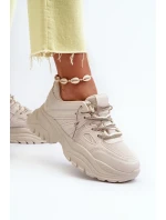 Dámske tenisky na robustnej podrážke s ozdobným šnurovaním béžovej farby Relissa